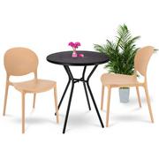 Meble ogrodowe - Okrągły stolik z krzesłami na balkon czarny + beżowy- Izis - miniaturka - grafika 1