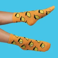 Skarpetki damskie - Skarpetki z cytrynami - pomarańczowe skarpetki YELLOW LEMON bawełna - miniaturka - grafika 1