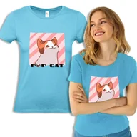 Koszulki i topy damskie - Koszulka Turkus Damska Dla Gracza POPCAT Wzory - S - miniaturka - grafika 1