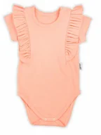 Body dla niemowląt - Niemowlęce body z krótkim rękawem i falbanką łososiowe Nicol,r.98 - miniaturka - grafika 1