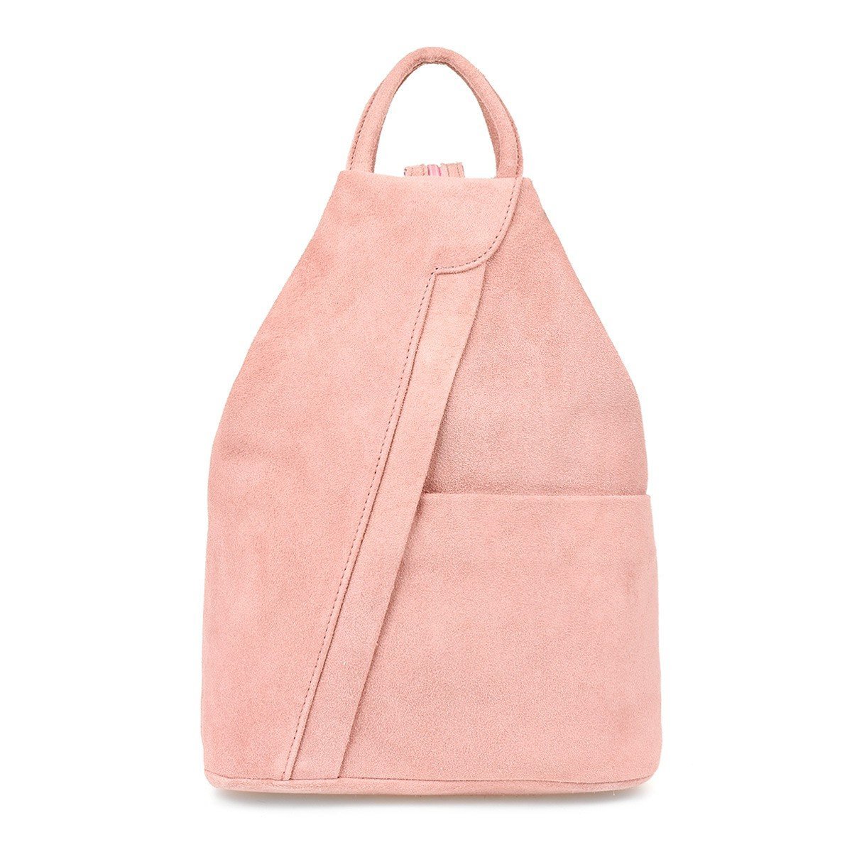 Pudrowo-różowa Vera Pelle włoski Plecak Skórzany damski mały T53 różowy