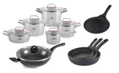 Zestawy garnków i patelni - Gerlach Zestaw Garnków 10 El. Superior + 3X Patelnie 20/24/28 Cm + Patelnia Naleśnikowa + Wok - miniaturka - grafika 1