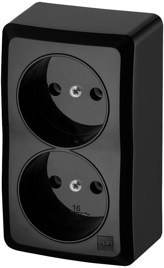 DOUBLE SCHUKO SURFACE SOCKET BLACK