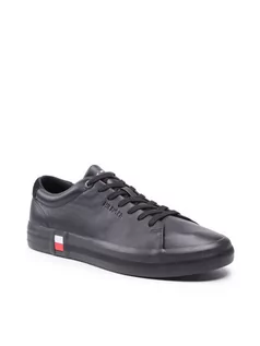 Sneakersy damskie - TOMMY HILFIGER Sneakersy Premium Corporate Vulc Sneaker FM0FM03621 Czarny - grafika 1