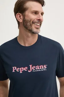 Pepe Jeans t-shirt SOMERS TEE męski kolor granatowy z nadrukiem PM509649 - Koszulki męskie - miniaturka - grafika 1