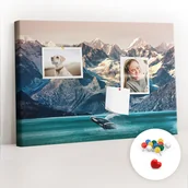 Tablice i flipcharty - Szkolna Tablica korkowa 60x40 cm, Kolorowe Pinezki, wzór Wieloryb woda - miniaturka - grafika 1