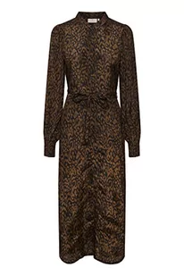 Damska koszula KAFFE Maxi Tie Waist Printed Długi rękaw, Brązowa grafika nadruk tekstury, 42 - Koszule damskie - miniaturka - grafika 1