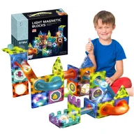 Klocki - KLOCKI MAGNETYCZNE KONSTRUKCYJNE ŚWIECĄCY TOR PANELE PREZENT DLA DZIECI - miniaturka - grafika 1