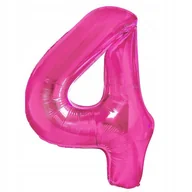 Balony i akcesoria - Balon Foliowy Cyfra 4 Ciemnoróżowy 40Cm Urodziny - miniaturka - grafika 1