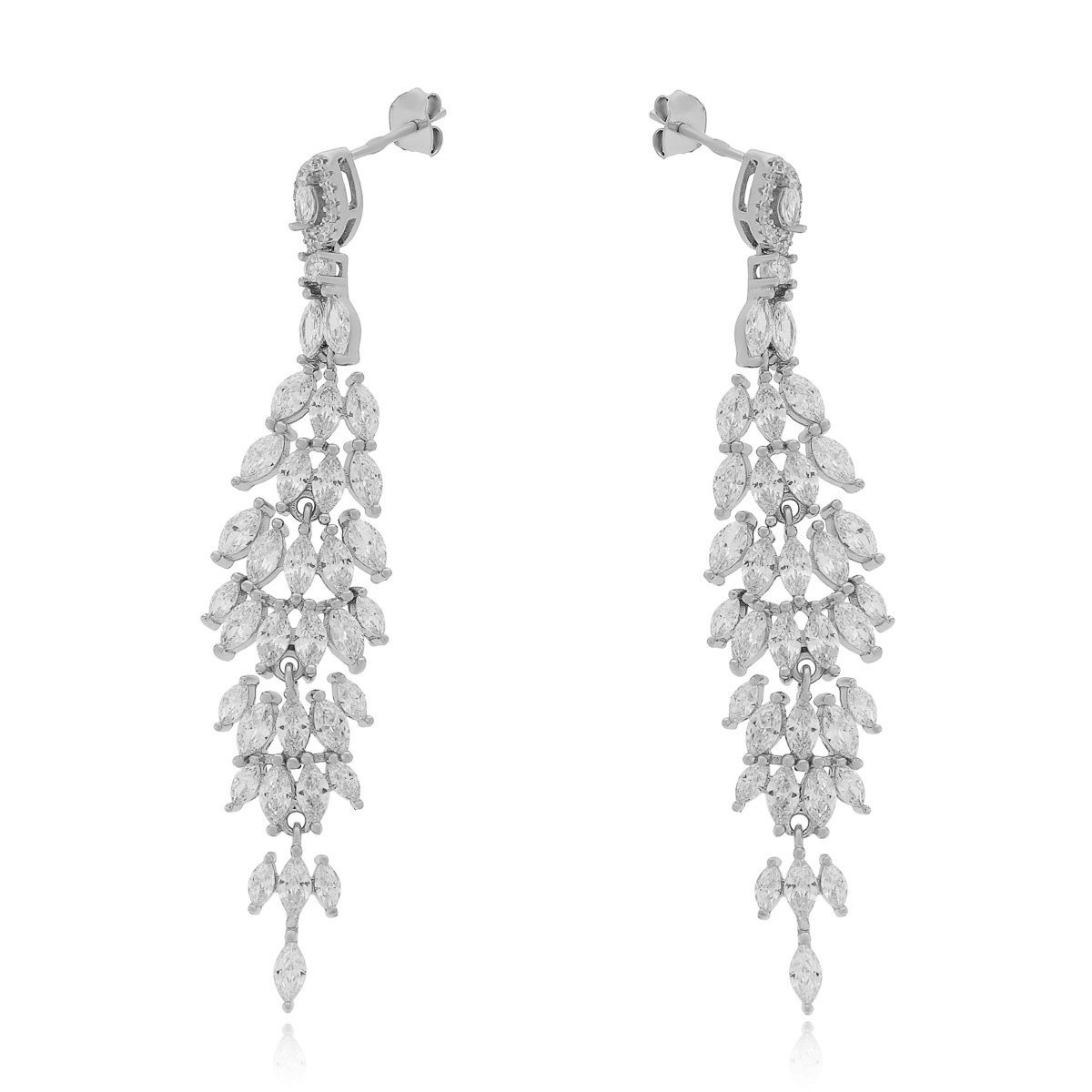 Srebrne kolczyki ślubne wiszące z cyrkoniami sztyfty pr. 925