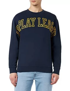 Replay Bluza męska ze 100% bawełny, 085 niebieski, 3XL - Bluzy męskie - miniaturka - grafika 1