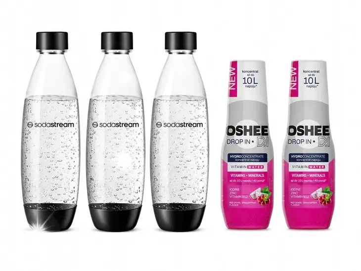 Koncentrat SYROP Oshee DI x2 + BUTELKI DO SATURATORA SodaStream Fuse 1L x3