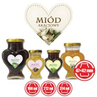 Pozostałe akcesoria kuchenne - Paczka etykiet serduszek na miód akacjowy 47mm x 42mm (50szt) - wzór ES12 - miniaturka - grafika 1