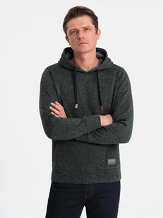 Bluza męska nierozpinana kangurka z kapturem - oliwkowy melanż V3 B1675 M - Bluzy męskie - miniaturka - grafika 1