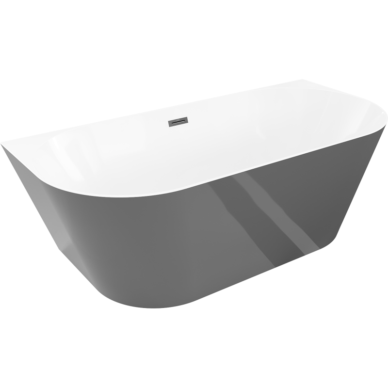 Mexen Oval Sim wanna wolnostojąca przyścienna 170 x 80 cm, biała/szara, przelew czarny - 52661708062-70