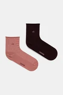 Skarpetki damskie - Calvin Klein skarpetki 2-pack damskie kolor bordowy 701229681 - miniaturka - grafika 1
