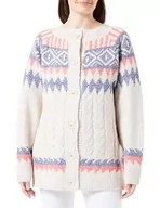 Swetry damskie - ALARY Damski sweter z dzianiny z guzikami 15425018-AL01, beżowy czerwony niebieski, XL/XXL, Beżowy, czerwony, niebieski., XL-XXL - miniaturka - grafika 1