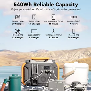 Przenośna Stacja Zasilania Flashfish A501 540Wh 500W, Bateria o Mocy AC 230V (Wersja UE) - Akumulatory ogólnego zastosowania - miniaturka - grafika 2