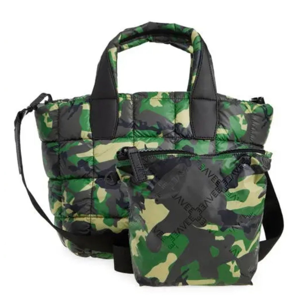 Torebka damska Vee Collective pikowana zielona moro