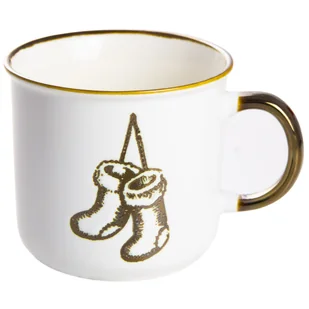 Kubek Porcelanowy Świąteczny Boże Narodzenie Na Prezent 400 Ml Biało-Złoty Skarpety - Kubki - miniaturka - grafika 1