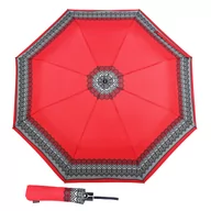 Parasole - Parasol damski składany Doppler Fiber Classic Red Lace, wiatroodporny - miniaturka - grafika 1