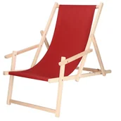Leżaki ogrodowe - Leżak drewniany z podłokietnikami bordowy DC003 OXFORD12 - miniaturka - grafika 1