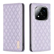 Etui i futerały do telefonów - Dla Redmi Note 14 Pro 5G / Note 14 Pro+ 5G Diamond Lattice Magnetyczne skórzane etui na telefon z klapką Fioletowy - miniaturka - grafika 1