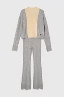 Dresy i komplety dla dziewczynek - Calvin Klein Jeans komplet z domieszką wełny dziecięcy kolor szary - miniaturka - grafika 1