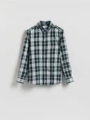 Koszule męskie - Reserved - Koszula regular fit w kratę - ciemnozielony - miniaturka - grafika 1