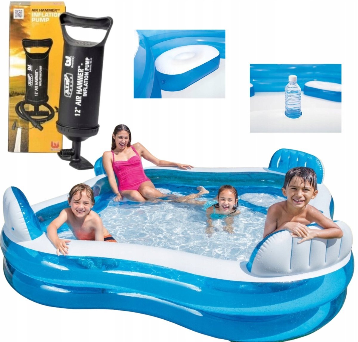 Zestaw Basen Ogrodowy Duży Rodzinny Xxl Intex Dla Dzieci Pompka Łatki