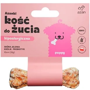 AZANKI Kość hipoalergiczna ze skóry jelenia z królikiem i probiotykiem PUPPY 10cm - Przysmaki dla psów - miniaturka - grafika 1