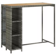Ławy i stoliki kawowe - vidaXL Stolik barowy z półką, szary, 120x60x110 cm, polirattan vidaXL - miniaturka - grafika 1