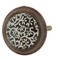 Meble modułowe i akcesoria - Gałka szklana do mebli w stylu hiszpańskim czarno - biała - miniaturka - grafika 1