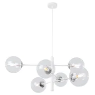 Lampy sufitowe - Lampa sufitowa wisząca Cannes biała modern 6xE14 klosz szklany kula bezbarwna/srebrna Light Home LH - miniaturka - grafika 1