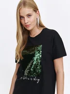 Koszulki i topy damskie - Podkoszulek damski z cekinową aplikacją - miniaturka - grafika 1