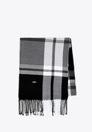 Apaszki i szaliki męskie - Szalik męski w kratę czarno - szary - miniaturka - grafika 1