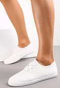 Trampki damskie - Białe Sznurowane Tenisówki Przed Kostkę Calapse - Renee - miniaturka - grafika 1