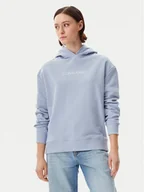 Bluzy damskie - Calvin Klein Bluza Hero Logo K20K205449 Niebieski Regular Fit - miniaturka - grafika 1