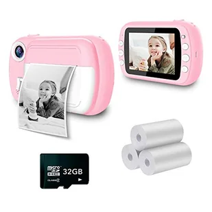 i-Paint P9 aparat natychmiastowy dla dzieci, druk B/N na papierze termicznym, aparat cyfrowy 1080p FHD, 3,5 cala LCD, 32 GB Micro-SD, różowy - Aparaty natychmiastowe - miniaturka - grafika 1