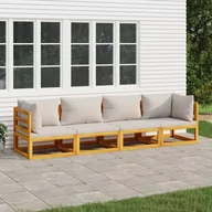 Meble ogrodowe - 4-cz. ogrodowy zestaw wypoczynkowy, jasnoszare poduszki, drewno vidaXL - miniaturka - grafika 1