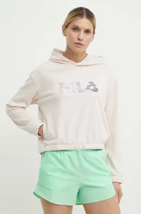 Fila bluza do biegania Tortoli kolor różowy z kapturem z nadrukiem FAW0711 - Bluzy damskie - miniaturka - grafika 1