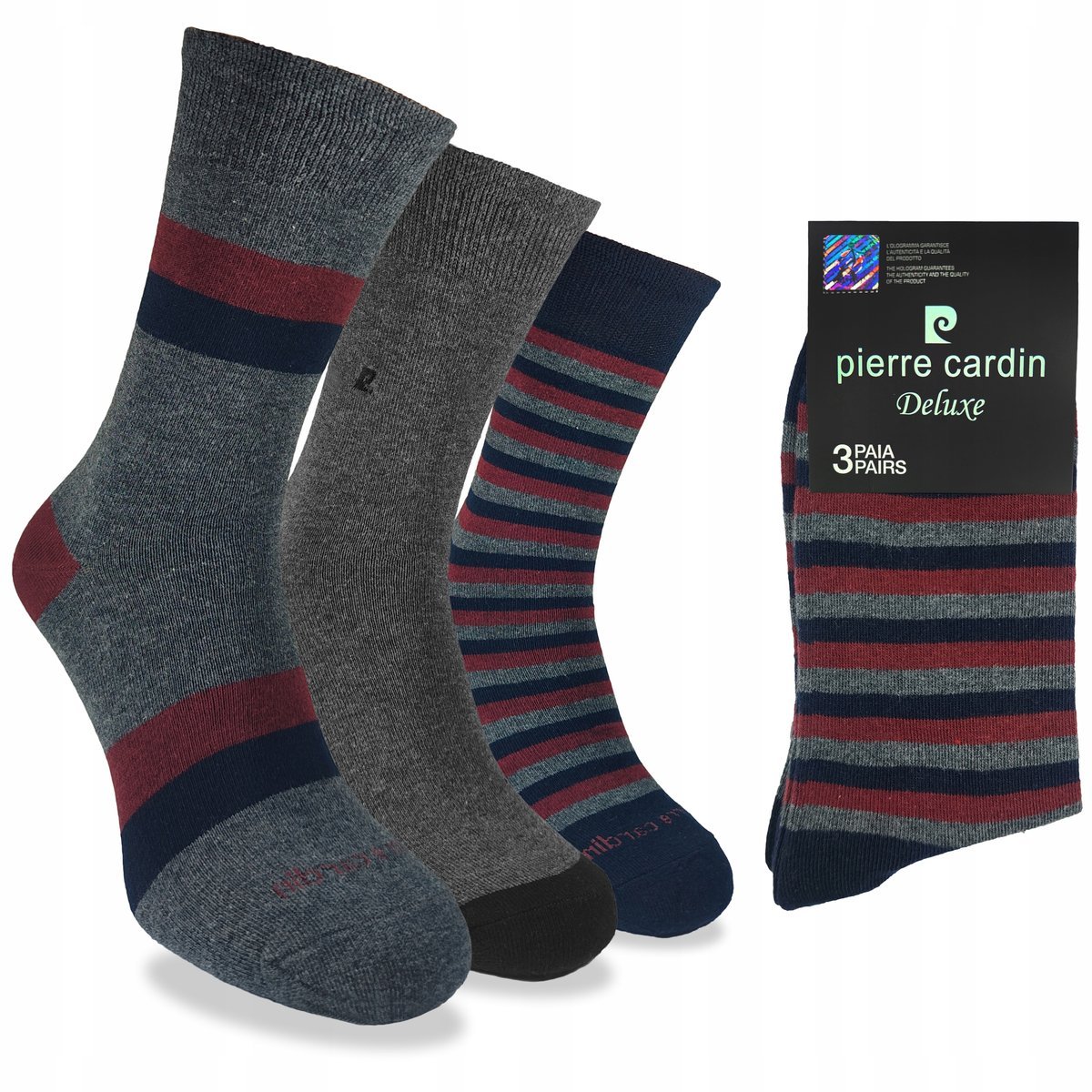 PIERRE CARDIN skarpety męskie GARNITUROWE długie 3-PAK - 39-42