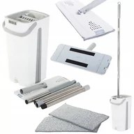 Miotły, szufle, mopy - Mop Płaski Obrotowy Dwukomorowy Wyciskacz Wiaderko - miniaturka - grafika 1