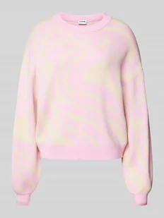 Sweter o kroju oversized z dzianiny z dodatkiem wiskozy model ‘CHARLOTT’ - Swetry damskie - miniaturka - grafika 1