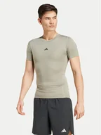 Koszulki sportowe męskie - adidas Koszulka techniczna Techfit Compression JE6700 Zielony Slim Fit - miniaturka - grafika 1