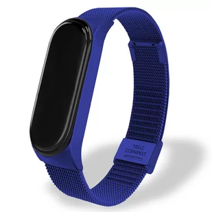 PASEK, OPASKA METALOWA Z ZAPIĘCIEM do XIAOMI MI BAND 3/4 (niebieski) - Akcesoria do pulsometrów i zegarków sportowych - miniaturka - grafika 1