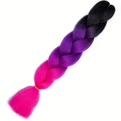 Pozostałe akcesoria fryzjerskie - TEMU 24-calowe syntetyczne przedłużanie włosów 1 szt. 100g, gradientowy , naturalny realistyczny duży pleciony perukę, tęczy, modny uniwersalny, - miniaturka - grafika 1