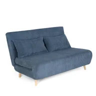 Sofy i kanapy - Sofa SOLACE 2-osobowa, z funkcją spania sztruksowa granatowa 140x91x84 cm HOMLA - miniaturka - grafika 1