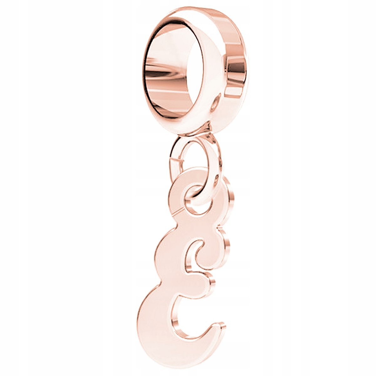 Charms Literka E różowe złoto 925