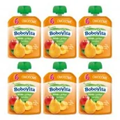 Desery dla dzieci - BoboVita Mus morele z jabłkiem i gruszką po 6 miesiącu  Zestaw 6 x 80 g - miniaturka - grafika 1